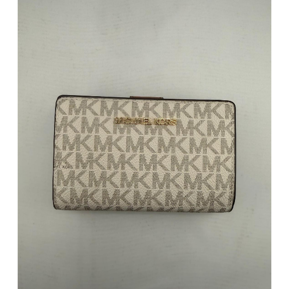 Michael Kors Jet Set Travel Medium Bifold Zip Coin Wallet Vanilla 35F8GTVF2B NEW